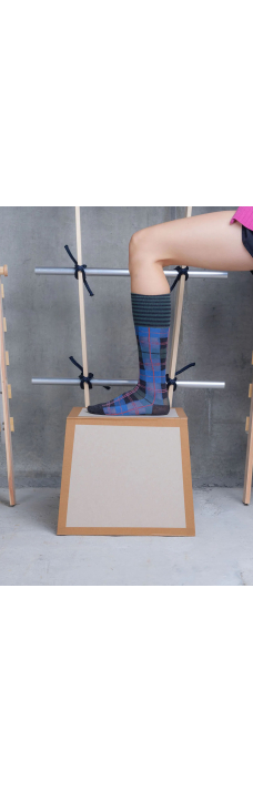 Ribbit Knee Sock, Blue Checks