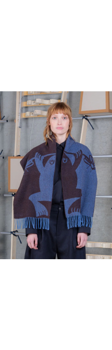 Bug Press Scarf, Blue Bug Brown