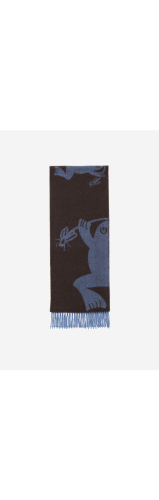 Bug Press Scarf, Blue Bug Brown