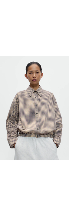 Checked Bomber Shirt, Black/Orange