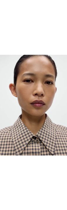Checked Bomber Shirt, Black/Orange