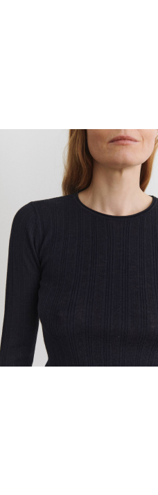 Rib Blouse, Navy