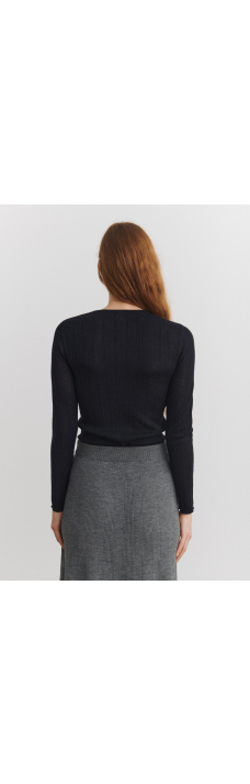 Rib Blouse, Navy