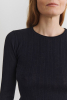 Rib Blouse, Navy