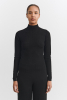 High Neck Pointelle Top, Black