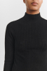 High Neck Pointelle Top, Black