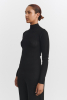 High Neck Pointelle Top, Black