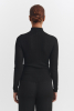 High Neck Pointelle Top, Black