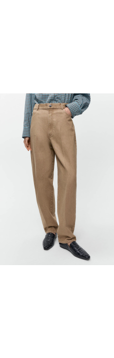 Denim Carrot Pants, Beige