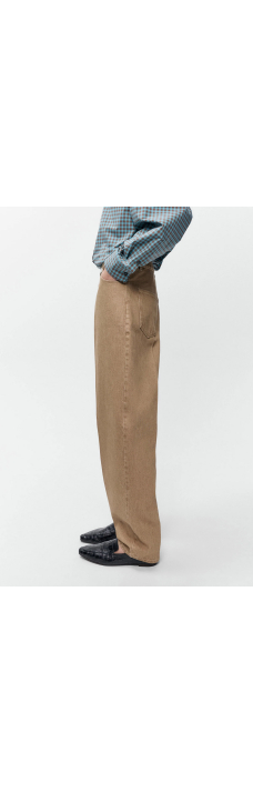 Denim Carrot Pants, Beige