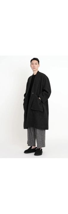Pocket Long Coat Wool, Charcoal
