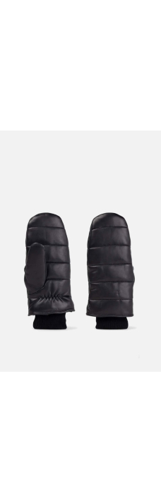 Padded Leather Gloves, Black