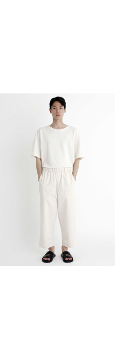 Elastic Drop-Crotch Trousers, Off-White