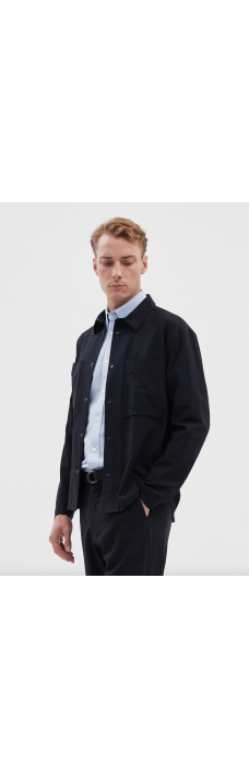 Jens Wool Overshirt, Dark Navy