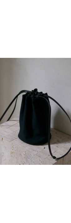 Drawstring Bucket Bag, Black