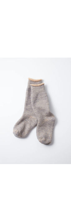 Double Face Crew Socks, Gray/Brown