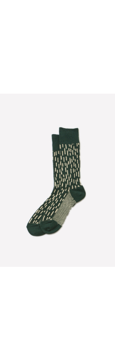 Rain Drop Crew Socks, Green/Ivory