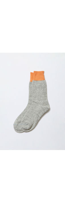 Double Face Crew Socks, Orange/Gray