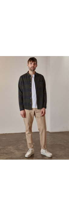 Simon Shirt Flannel, Striped Coal