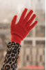 Ribbed Gloves, Melograno Red