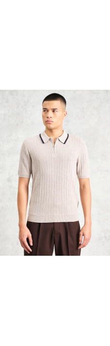 Bury Zip Polo, Natural Mel