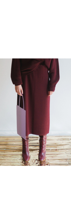 Ribbed Tube Skirt, Burgundy