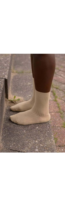 Rib Overankle Socks, Furo Beige