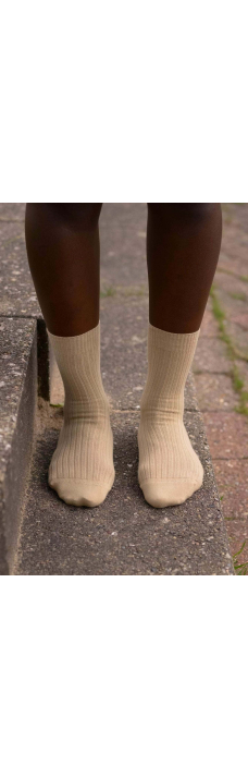 Rib Overankle Socks, Furo Beige