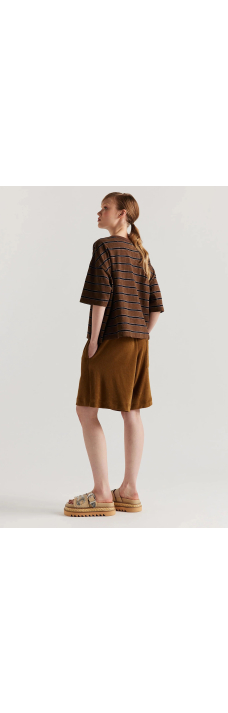 Obelisk Tee, Brown Lila Stripe