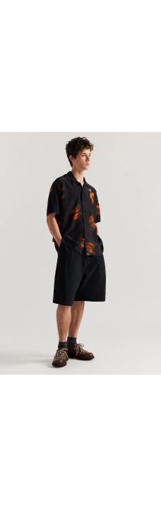 Wring Print Shirt, Black Orange