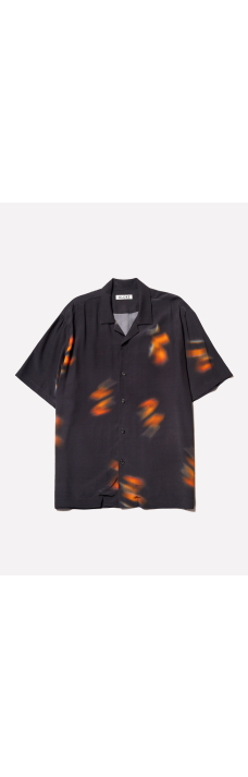 Wring Print Shirt, Black Orange