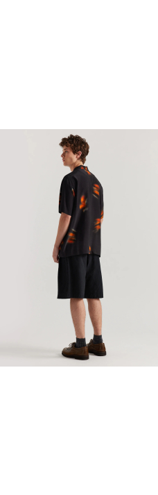 Wring Print Shirt, Black Orange