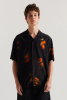 Wring Print Shirt, Black Orange