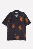 Wring Print Shirt, Black Orange