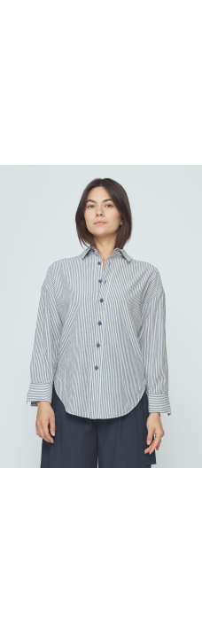 Dolman Shirt, Navy Stripes
