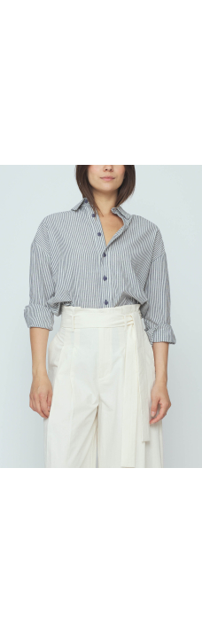 Dolman Shirt, Navy Stripes