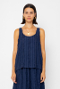 Pleated Scoop Vest, Dark Navy Stripe