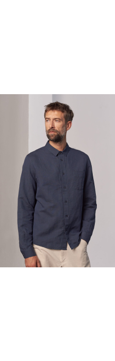 Simon Shirt, Linen Cold Navy