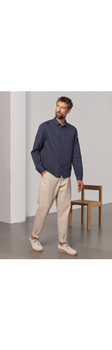 Simon Shirt, Linen Cold Navy