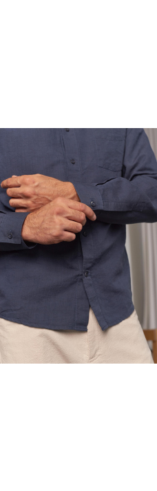 Simon Shirt, Linen Cold Navy