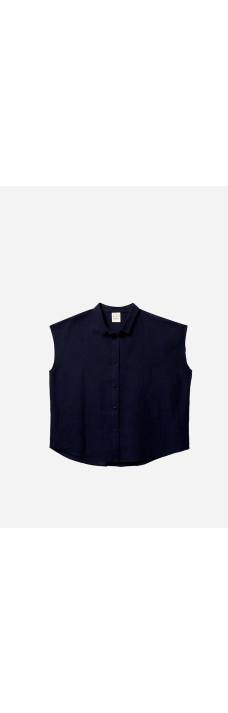 Sleeveless Relaxed Shirt, Dark Blue