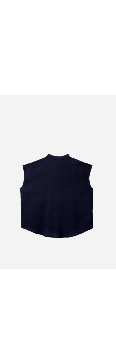 Sleeveless Relaxed Shirt, Dark Blue