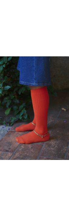 Rib Knee Socks, Scopa Red