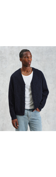 Alban Cardigan, Flower Navy Black