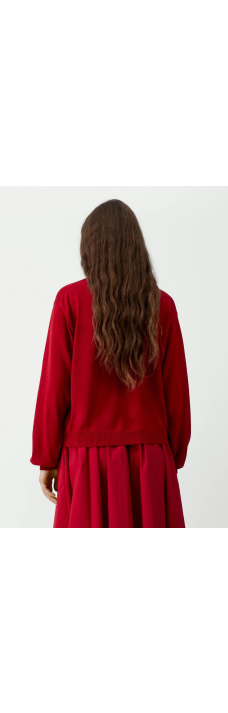 Cotton Silk Cardigan, Red
