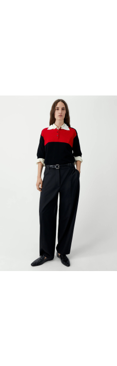 Cotton Colorblock Polo, Red Black