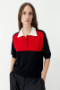 Cotton Colorblock Polo, Red Black