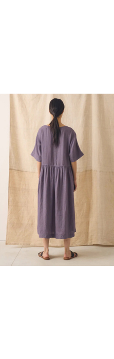 Gathered Waist Dress, Dark Thistle