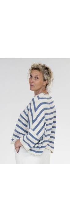 Viola Top Stripe, Offwhite Denim
