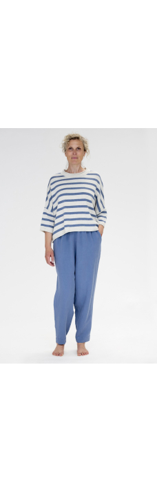 Viola Top Stripe, Offwhite Denim